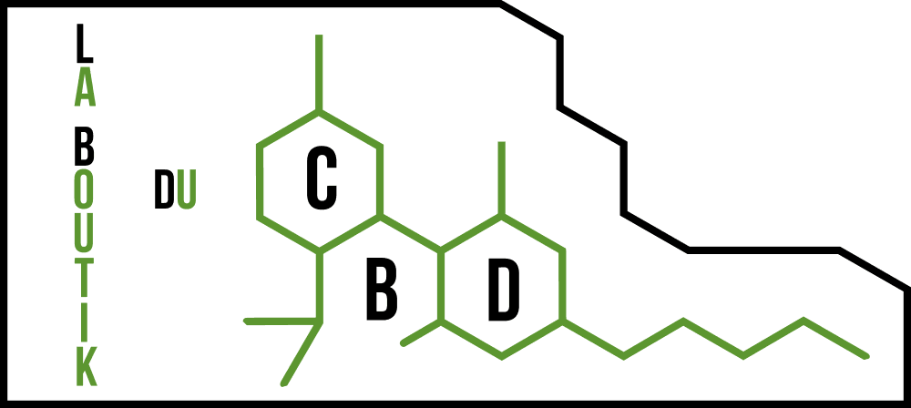 Logo officiel de La Boutik du CBD avec formule moléculaire stylisée