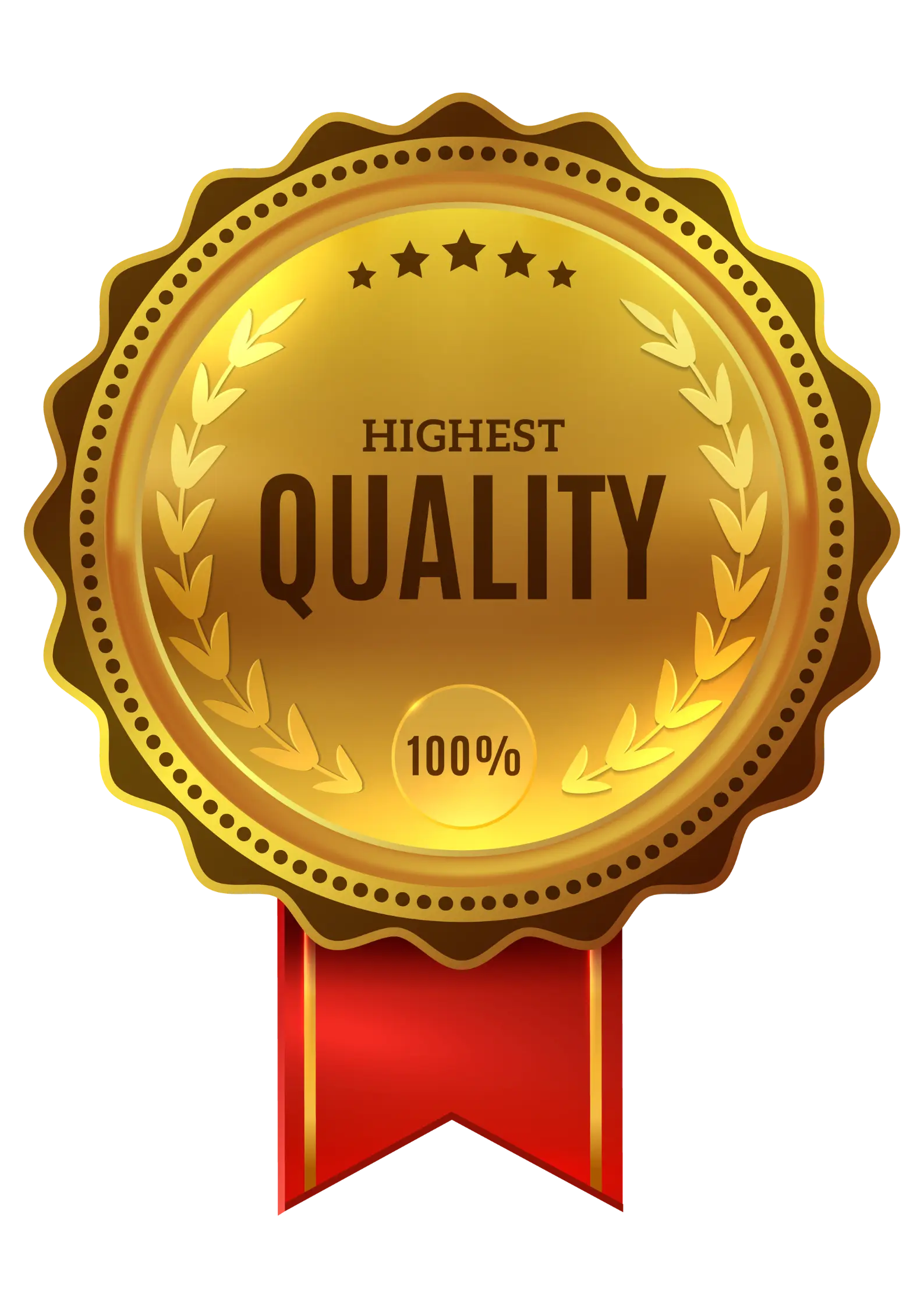 Badge doré garantissant des produits CBD de qualité supérieure