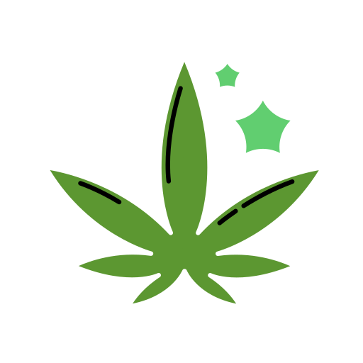 Icône de feuille de chanvre stylisée avec étoiles – catégorie Fleurs CBD