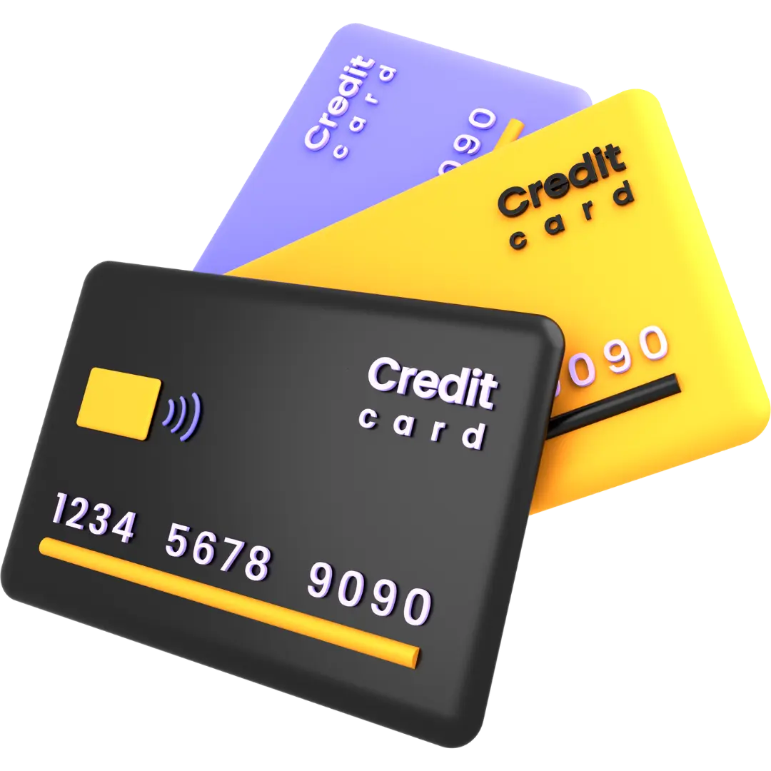 Illustration de cartes bancaires colorées – moyens de paiement acceptés