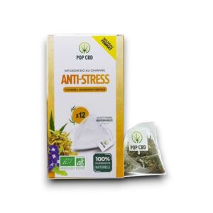 Boîte de 12 sachets pyramide d’infusion anti-stress Pop CBD au chanvre bio